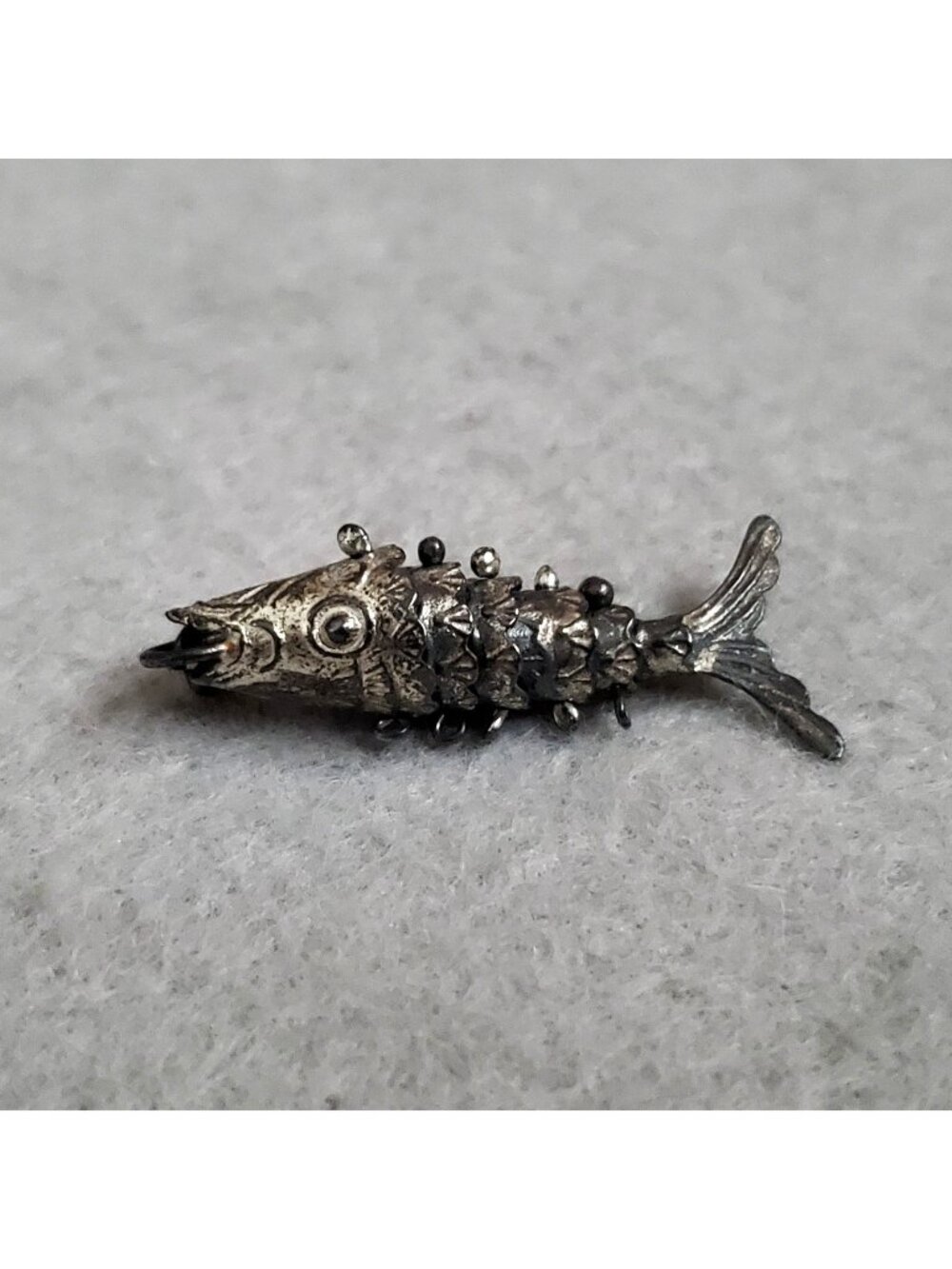 Vintage Articulated Fish Pendant Sterling Silver Koi Chinese 1 1/8"